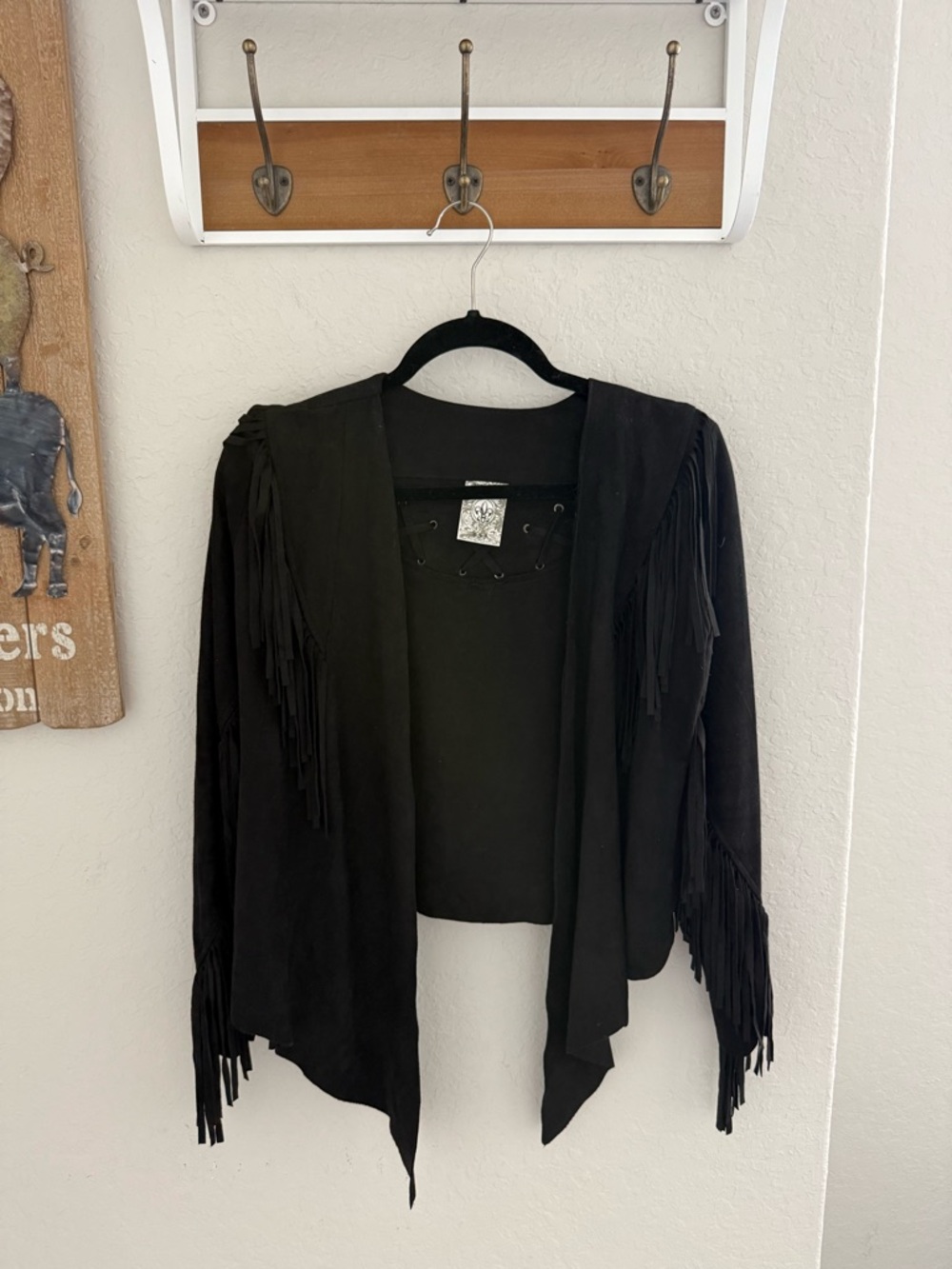 Vocal Black Suede Lace-Up Jacket